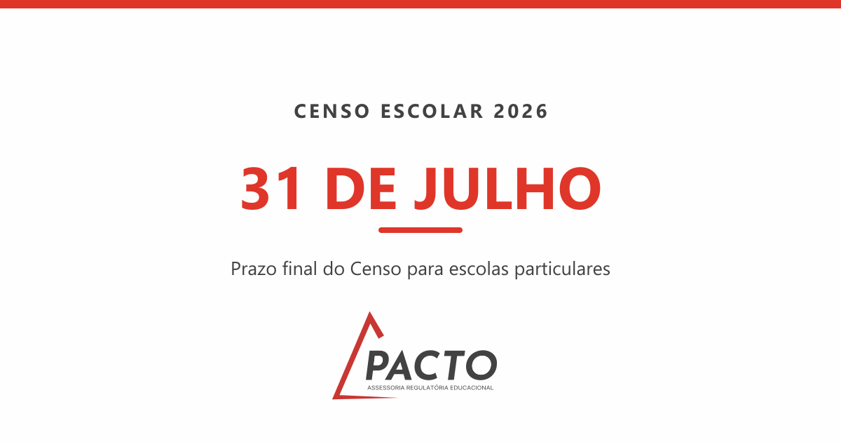 Censo Escolar 2026: até quando a escola particular tem que declarar? - Blog da Pacto Educacional sobre credenciamento e regularização escolar